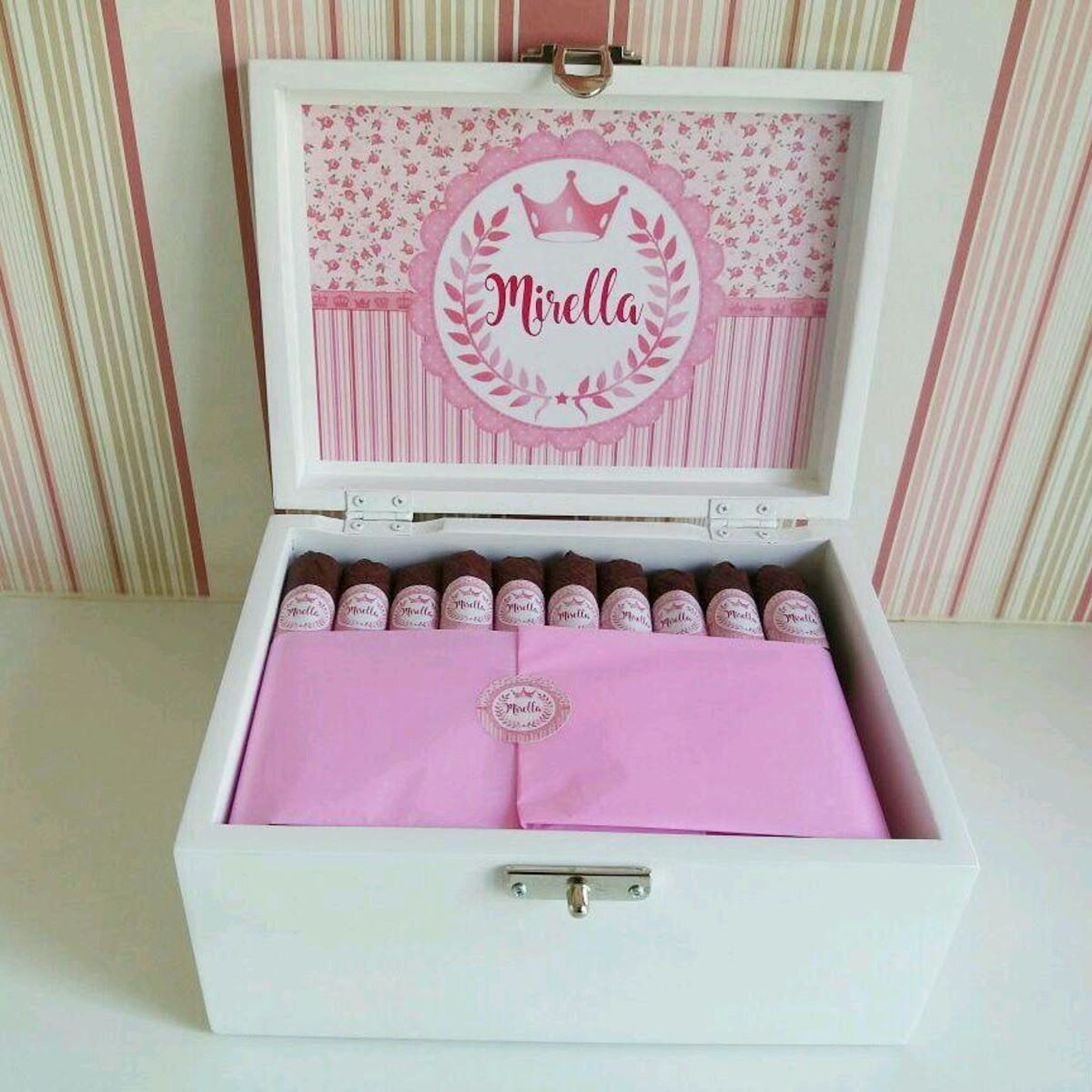 Caixa com charutos de chocolate